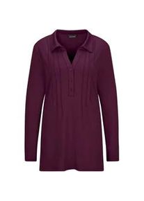 Langarmshirt GOLDNER "Kurzgr&ouml;&szlig;e Halbarm Blusenshirt mit Hemdkragen", Damen, Gr. 20, rot (bordeaux), Obermaterial: 95% Viskose CV. 5% Elasthan EL., Modisch, Shirts Langarmshirt, Biesen