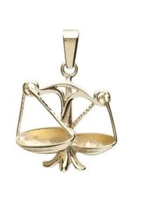 Kettenanh&auml;nger OSTSEE-SCHMUCK "- Tierkreiszeichen Waage - Gold 333/000 -" Gr. 25, gold (gold 333, goldfarben, gelb), Schmuckanh&auml;nger, Damen, Gelbgold 333, Kettenanh&auml;nger