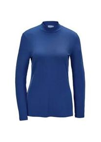 Longpullover GOLDNER "Kurzgr&ouml;&szlig;e Stehkragenshirt mit Langarm", Damen, Gr. 25, blau (royalblau), Obermaterial: 95% Modal CMD. 5% Elasthan EL., Sonstiges, Pullover Longpullover, Ohne