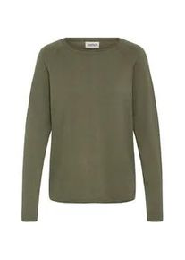 Strickfleece-Pullover oxmo "Strickpullover OXFKEANA", Damen, Gr. XL, gr&uuml;n (dusty olive), Obermaterial: 50% Viskose CV. 28% Polyester PES. 22% Nylon NY., Pullover