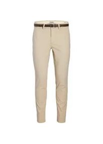 Jack & Jones Chinohose JACK & JONES "JPSTMARCO ADAM BELTED CHINO", Herren, Gr. 29, L&auml;nge 30, string, Web, Obermaterial: 98% Baumwolle, 2% Elasthan, unifarben, slim fit kn&ouml;chellang, Hosen Chinohose