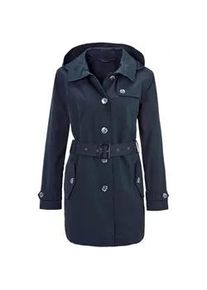 Kurzjacke GOLDNER "Kurzmantel im Trenchcoat-Stil", Damen, Gr. 48, blau (marine), Obermaterial: 47% Polyester PES. 44% Baumwolle CO. 9% Polyamid PA., Sonstiges, Jacken Kurzjacke, Trenchcoatdetails