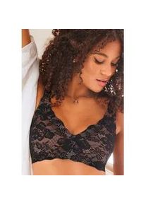 Bralette-BH Nuance, Damen, Gr. S (36/38), N-Gr, schwarz (schwarz, caramel), Spitze, Obermaterial: 66% Polyamid, 34% Elasthan, BHs, ohne B&uuml;gel mit seamless Spitze und herausnehmbaren Pads, Dessous