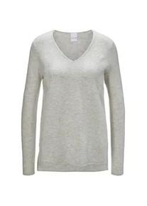 Madeleine Mode Longpullover MADELEINE "Pullover Kaschmirpullover mit V-Ausschnitt", Damen, Gr. 36/38, beige (ecru), Obermaterial: 100% Kaschmir WS., Modern, gerade, Pullover Longpullover