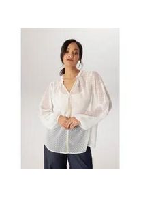 Schlupfbluse ANISTON PLUS, Damen, Gr. 44, wei&szlig;, Web, Obermaterial: 100% Polyester, unifarben, figurumspielend Po-bedeckend, V-Ausschnitt, mit Gummizug, Blusen Schlupfbluse, mit eingewebten Punkten - NEUE KOLLEKTION