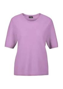 Kurzarmpullover GOLDNER "Halbarmpullover mit Rundhals aus Kaschmir", Damen, Gr. 54, lila (flieder), Obermaterial: 100% Kaschmir WS., Rippe, Pullover, Aufwendig in Form gestrickt