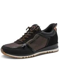 Slip-On Sneaker Marco Tozzi, Damen, Gr. 42, schwarz kombiniert, Lederimitat, Textil, metallisierte Fasern, unifarben mit Farbeinsatz, Schuhe, Freizeitschuh, Halbschuh, Schn&uuml;rschuh mit Feel Me-Ausstattung
