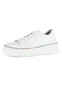 Plateausneaker Gabor, Damen, Gr. 36, bunt (wei&szlig; multi), Nappaleder, kontrastfarbene Details, Schuhe Plateausneaker, Freizeitschuh, Halbschuh, Schn&uuml;rschuh mit Kontrast-Rahmennaht