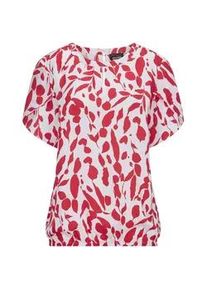Satinbluse GOLDNER "Viskosebluse mit Tulpen&auml;rmeln", Damen, Gr. 44, rot (rot, wei&szlig;, gemustert), Obermaterial: 100% Viskose CV., gerade, Blusen, Two in One