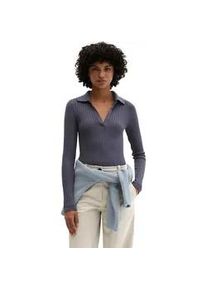 Marc O'Polo Langarm-Poloshirt MARC O'POLO "mit TENCELTM Modal", Damen, Gr. L, blau graphite, Obermaterial: 52% Baumwolle, 48% Modal, unifarben, Basic, slim fit, Shirts