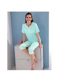 w&auml;schepur Capri-Pyjama W&Auml;SCHEPUR, Damen, Gr. 48/50, aquamarin, wei&szlig;, bedruckt, 100% Baumwolle, Homewear-Sets