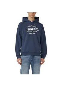 Hoodie s.Oliver, Herren, Gr. M, blau, Sweatware, Obermaterial: 70% Baumwolle, 30% Polyester, bedruckt, regular fit normal, ohne Ausschnitt, Rippb&uuml;ndchen, Sweatshirts Hoodie, mit Logo Print