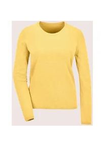 Madeleine Mode Longpullover MADELEINE "Pullover Leichtes Feinstrick-Oberteil mir Rundhals", Damen, Gr. 44/46, gold (goldgelb, melange), Obermaterial: 46% Modal CMD. 40% Polyacryl PAN. 14% Polyamid PA., Modern, Pullover Longpullover