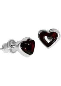 Paar Ohrstecker OSTSEE-SCHMUCK "- Herz - Silber 925/000 - Bernstein" Gr. 8, silber (silber 925, silberfarben, wei&szlig;), Ohrringe, Damen, Silber 925 (Sterlingsilber)