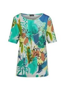 Kurzarmshirt GOLDNER "Kurzgr&ouml;&szlig;e Shirt mit U-Boot-Ausschnitt", Damen, Gr. 25, bunt (bunt, gemustert), Obermaterial: 95% Viskose CV. 5% Elasthan EL., Sonstiges, Shirts, keine/nicht relevant