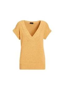 Rundhalspullover GOLDNER "Kurzgr&ouml;&szlig;e Trageangenehmer Pullunder", Damen, Gr. 23, gelb (honig), Obermaterial: 60% Polyester PES. 40% Baumwolle CO., keine/nicht relevant, Pullover Rundhalspullover, Modischer Ausschnitt