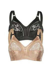 Sassa Mode Soft-BH SASSA "2er Pack Soft BH ohne B&uuml;gel Basic", Damen, Gr. 90, Cup B, bunt (beige schwarz), Obermaterial: 92% Polyester PES. 8% Elasthan EL., BHs Soft-BH