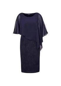 Abendkleid GOLDNER "Kurzgr&ouml;&szlig;e Festliches Kleid mit Chiffon&uuml;berwurf", Damen, Gr. 21, K-Gr, blau (marine), Obermaterial: 92% Polyester PES. 8% Elasthan EL., festlich, Sonstiges, Kleider Abendkleid, Chiffon