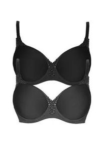 T-Shirt-BH VIANIA "2er Pack Spacer B&uuml;gel BH Carola", Damen, Gr. 80, Cup E, bunt (schwarz volcano), Stoff, Obermaterial: 62% Polyamid PA. 27% Polyester PES. 11% Elasthan EL., BHs T-Shirt-BH