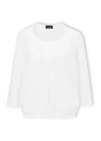 Kurzarmbluse GOLDNER "Kurzgr&ouml;&szlig;e Chiffon-Shirt mit 3/4-Arm, Rundhals", Damen, Gr. 24, wei&szlig;, Obermaterial: 95% Viskose CV. 5% Elasthan EL., Casual, Gerade, Blusen, keine/nicht relevant