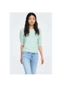 Strickpullover Only "ONLRICA LIFE 2/4 PULLOVER KNT NOOS", Damen, Gr. L, mist gr&uuml;n detail:melange, Strick, Obermaterial: 93% Polyester, 4% Nylon, 3% Elasthan, meliert, regular fit h&uuml;ftlang, Rundhals, Rippb&uuml;ndchen, Pullover Strickpullover, Materialmix