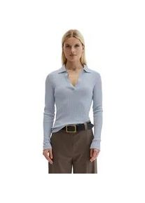 Marc O'Polo Langarm-Poloshirt MARC O'POLO "mit TENCELTM Modal", Damen, Gr. XXL, grau horizon, Obermaterial: 52% Baumwolle, 48% Modal, unifarben, Basic, slim fit, Shirts