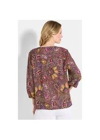 Tunika GOLDNER "Kurzgr&ouml;&szlig;e Moderne Viskosetunika, Allover-Print", Damen, Gr. 23, orange (orange, schwarz, gemustert), Obermaterial: 100% Viskose CV., Modisch, figurumspielend, Tuniken, Knopfleiste