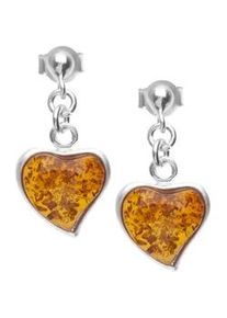 Paar Ohrh&auml;nger OSTSEE-SCHMUCK "- Herz 12 mm - Silber 925/000 - Bernstein" Gr. 24, silber (silber 925, silberfarben, wei&szlig;), Ohrringe, Damen, Silber 925 (Sterlingsilber)