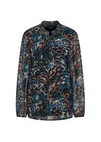 Schlupfbluse GOLDNER "Kurzgr&ouml;&szlig;e Leichte Jersey-Druckbluse, Langarm", Damen, Gr. 21, blau (royalblau, gemustert), Obermaterial: 100% Polyester PES., Modisch, gerade, Blusen Schlupfbluse, Semitransparente Chiffon-&Auml;rmel