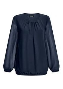 Klassische Bluse GOLDNER "Kurzgr&ouml;&szlig;e Elegante Bluse aus Chiffon", Damen, Gr. 19, blau (marine), Obermaterial: 67% Polyester PES. 30% Viskose CV. 3% Elasthan EL., Modisch, Blusen, Rundhalsausschnitt
