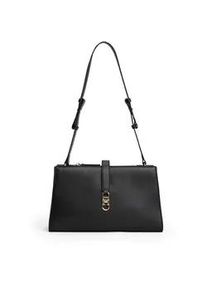 Schultertasche Tommy Hilfiger "TH LIBRE SHOULDER BAG", Damen, Gr. B/H/T: 29cm x 16,5cm x 10,5cm, schwarz, Lederimitat, Taschen Schultertasche, Damen Handtasche, Tragetasche, Umh&auml;ngetasche in elgantem Look