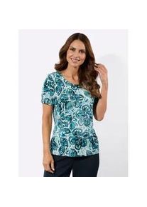 Print-Shirt Lady "Druck-Shirt", Damen, Gr. 42, ozean, petrol, bedruckt, 95% Viskose, 5% Elasthan, gebl&uuml;mt, gemustert, mehrfarbig, Rundhals, Shirts