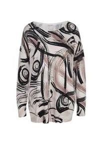 Longpullover Alba Moda "Pullover Pullover", Damen, Gr. 42, schwarz (stein, taupe, schwarz), Obermaterial: 60% Viskose CV. 40% Baumwolle CO., Modern, Pullover Longpullover