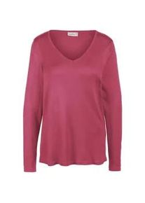 Strickpullover GOLDNER "Kurzgr&ouml;&szlig;e Langarm-Pullover mit V-Ausschnitt", Damen, Gr. 25, rot (sangria), Obermaterial: 100% Polyacryl PAN., normales B&uuml;ndchen, Pullover Strickpullover, Ohne