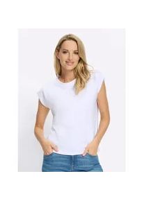 T-Shirt Heine "Shirt", Damen, Gr. 40, wei&szlig;, 50% Modal, 44% Polyester, 6% Elasthan, unifarben, Rundhals, Shirts T-Shirt