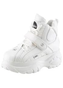 Schn&uuml;rboots Buffalo, Damen, Gr. 39, wei&szlig;, Kalbsleder, unifarben, Schuhe Schn&uuml;rboots, High-Top Sneaker, Chunky Boots, Plateauboots mit kr&auml;ftiger Laufsohle