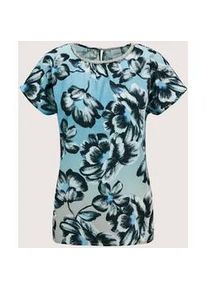 Madeleine Mode Langarmbluse MADELEINE "Blusentop Moderne &auml;rmellose Bluse", Damen, Gr. 46, schwarz (cappuccino, schwarz, multicolor), Obermaterial: 100% Polyester PES., Modern, Blusen