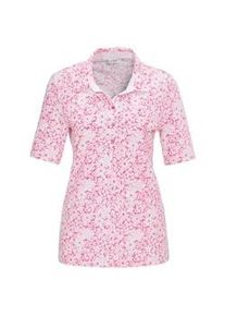 Poloshirt GOLDNER "Kurzgr&ouml;&szlig;e Pikee-Druckpoloshirt", Damen, Gr. 20, pink (pink, wei&szlig;), Obermaterial: 100% Baumwolle CO., normal, Sonstiges, Shirts, Ohne