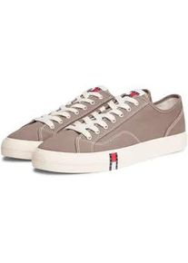 Tommy Hilfiger Sneaker TOMMY JEANS "ARCHIVE VULC Y2K", Herren, Gr. 44, taupe, Baumwolle, unifarben, Schuhe Sneaker, Freizeitschuh, Halbschuh, Schn&uuml;rschuh mit Logoflagge im Plateau