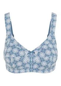 B&uuml;gelloser BH SuSa "BH ohne B&uuml;gel Print", Damen, Gr. 110, Cup C, blau (blau, wei&szlig;), Obermaterial: 50% Polyester PES. 34% Baumwolle CO. 11% Elasthan EL. 5% Polyamid PA., BHs