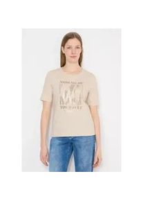 Print-Shirt Cecil, Damen, Gr. S (38), pearl beige, Web, 100% Baumwolle, bedruckt, comfort fit normal, Rundhals, abgesteppt, Shirts, mit Wording und Print