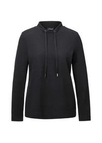 Kurzarmshirt GOLDNER "Langarm Viskose-Pullover, Stehbund", Damen, Gr. 40, schwarz, Obermaterial: 70% Viskose CV. 25% Polyester PES. 5% Elasthan EL., Modisch, Sonstiges, Shirts, Sportive Kordel