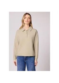 Langarmshirt Street One, Damen, Gr. 44, cotton beige meliert, Stoff, 72% Polyester, 22% Viskose, 6% Elasthan, unifarben, comfort fit normal, hoch geschlossener Ausschnitt, B&uuml;ndchen, Shirts Langarmshirt, Jersey