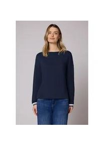 Langarmshirt Street One, Damen, Gr. 36, shadowed navy, Stoff, 67% Viskose, 29% Polyester, 4% Elasthan, unifarben, normal normal, U-Boot-Ausschnitt, Rippb&uuml;ndchen, Shirts Langarmshirt, mit U-Boot-Ausschnitt