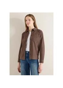 Langarmbluse Cecil, Damen, Gr. L (42), urban taupe, Web, 100% Baumwolle, unifarben, klassisch normal, V-Ausschnitt, B&uuml;ndchen, Blusen, aus reiner Baumwolle