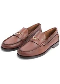 Loafer Tommy Hilfiger "HILFIGER PENNY LOAFER SMOOTH LTH", Damen, Gr. 41, chestnut, Nappaleder, unifarben, used, Schuhe Loafer, Blockabsatz, Slipper, Schlupfschuh mit Logoflag