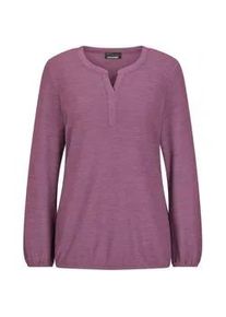 Langarmshirt GOLDNER "Elegante Bluse mit Zierblende, Rundhals", Damen, Gr. 42, pink (beere), Obermaterial: 80% Polyester PES. 15% Viskose CV. 5% Elasthan EL., Modisch, Shirts Langarmshirt, Gummib&uuml;ndchen