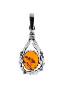 Kettenanh&auml;nger OSTSEE-SCHMUCK "- Fischland 34x14 mm - Silber 925/000 - Bernstein" Gr. 34, silber (silber 925, silberfarben, wei&szlig;), Schmuckanh&auml;nger, Damen, Silber 925 (Sterlingsilber), Kettenanh&auml;nger