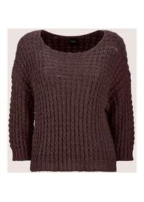 Madeleine Mode Longpullover MADELEINE "Pullover Pullover mit Pailletten", Damen, Gr. 40/42, braun, Obermaterial: 50% Alpaka WP. 50% Polyamid PA., Modern, normal, Pullover Longpullover