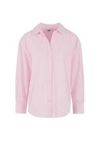 Klassische Bluse Urban Classics "Urban Classics Ladies Oversized Striped Blouse", Damen, Gr. 3XL, softpink, wei&szlig;, 69% Baumwolle, 29% Polyester, 2% Elasthan, Blusen